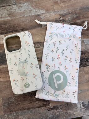 Loopy Case Floral Phone Case with Loop Grip - White with Pink & Green Accents